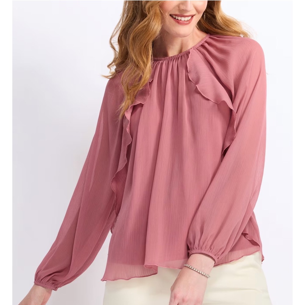Nine Britton Cleo Chiffon Blouse Womens XL Dark Pink New With Tags